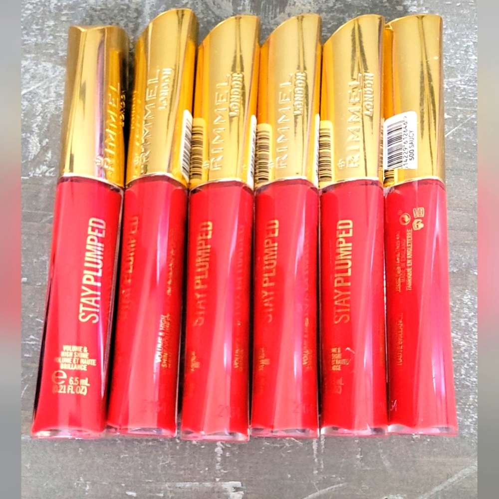 Rimmel Stay Plumped Lip Gloss 500 Set Of 6 - Saucy
